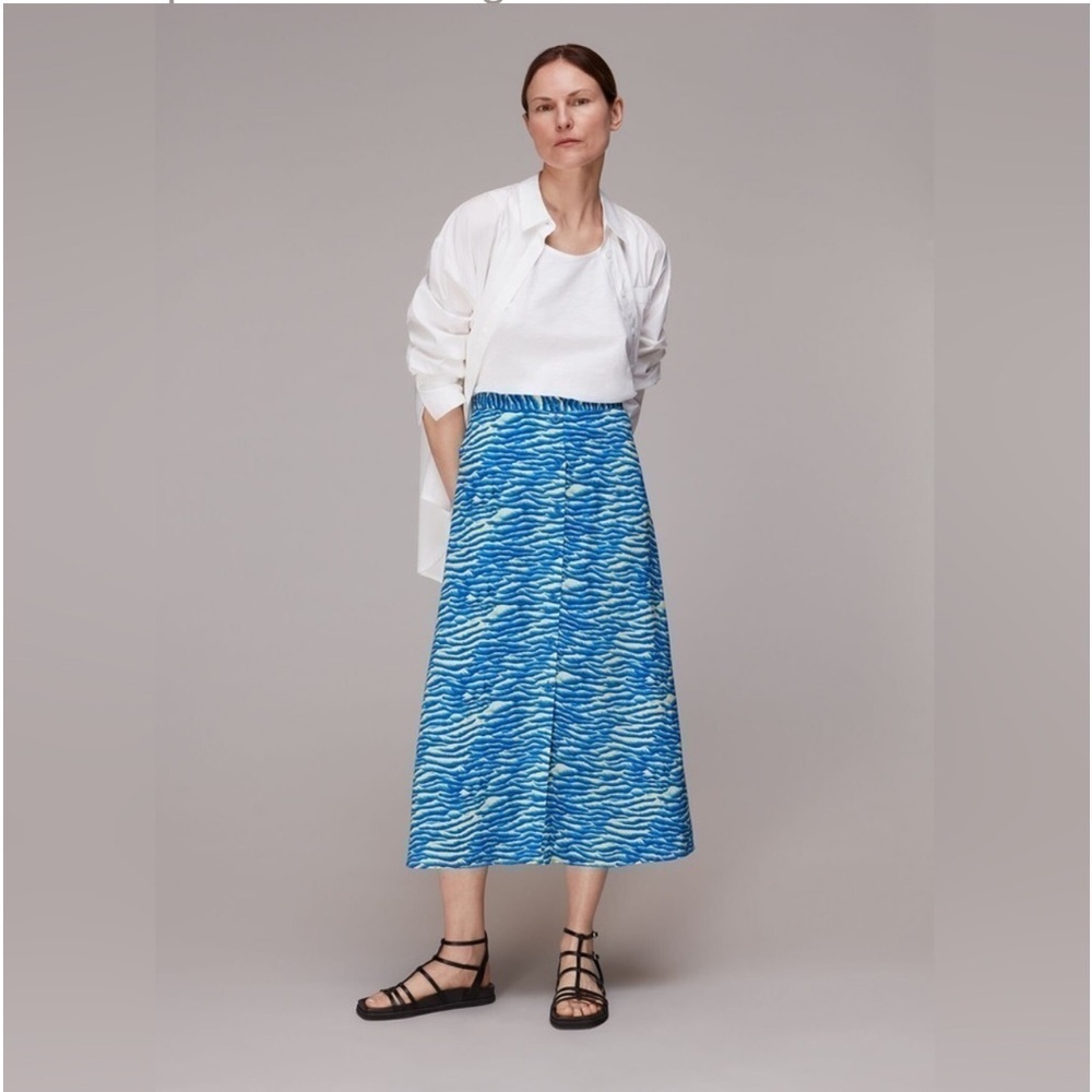 Whistles Seafoam Button Front Skirt